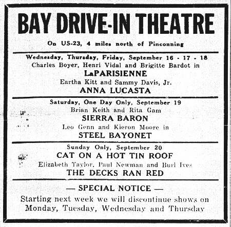 Bay Drive-In Theatre - Old Ad (newer photo)